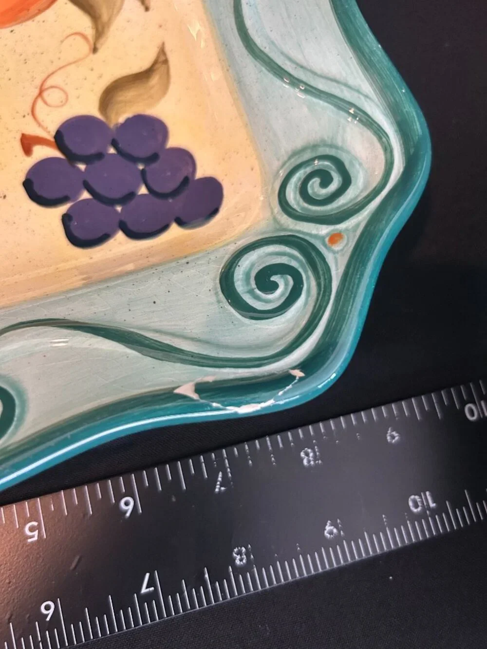 Medici Tabletops Unlimited Hand Painted Fruit Plates Lot of 5 - Tuscan Kitchen